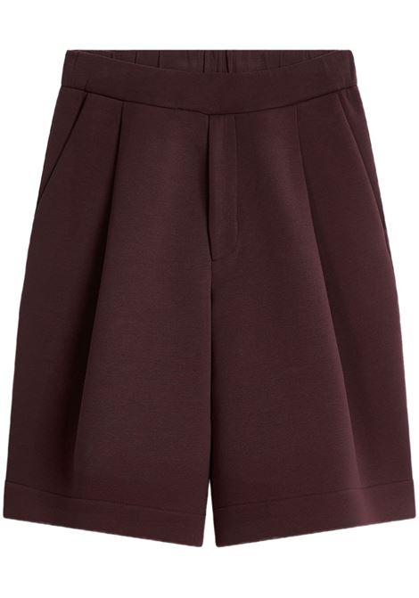 Burgundy pleated cotton shorts Dries van noten - men